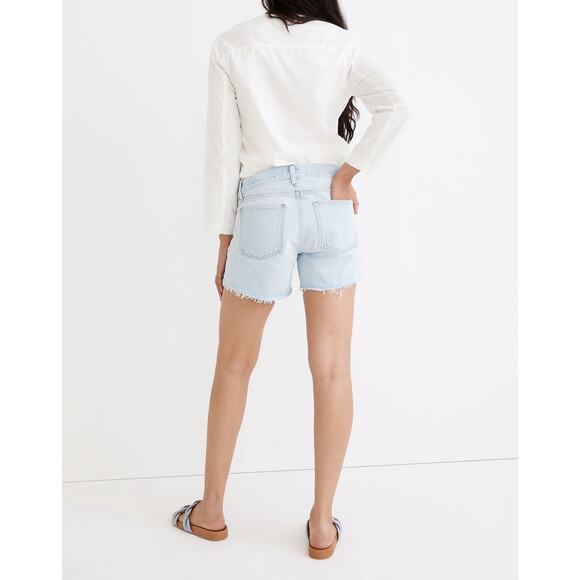Madewell Maternity Relaxed Mid Length Denim Shorts Pull-On NEW - Size 25 - Picture 2 of 8